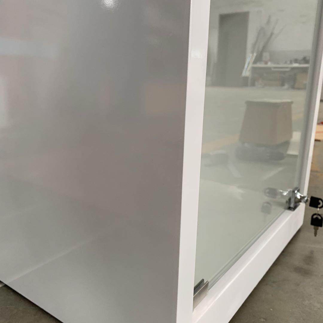 展示透柜厂家制作带锁烤透明推门QTK明玻璃柜白色木拉质漆橱窗展