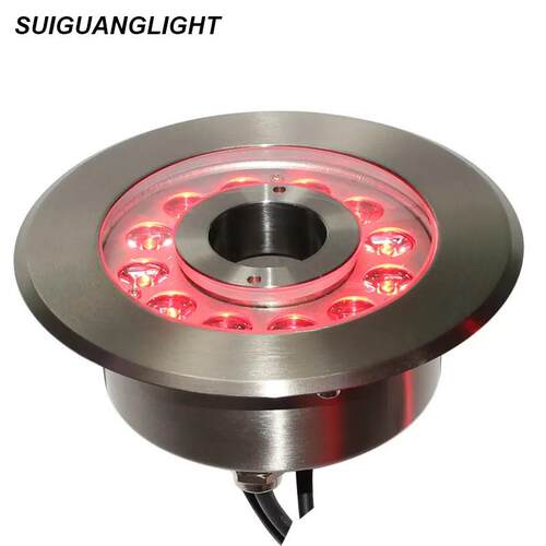 LED喷泉灯9W36W水下灯公园广场IP68七彩RGBW水底灯中孔涌泉灯