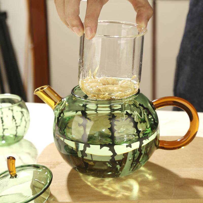 明尚德耐热透明玻璃茶壶单壶茶水分离过滤泡茶壶家用花茶壶