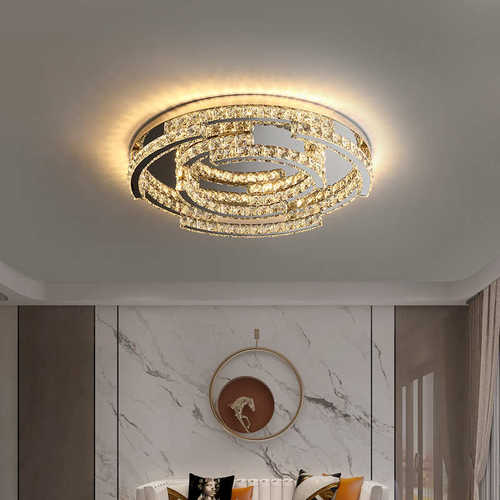 轻奢水晶吸顶灯客厅主灯圆形2023新款卧室灯高级感现代大气餐厅灯