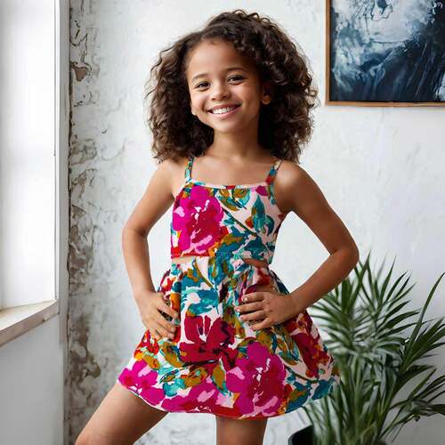 girls floral print crop tank top cami dress boho sleeveless