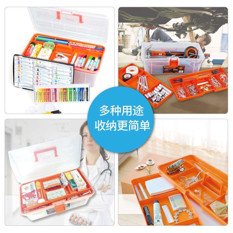 美术工具箱收纳盒多功能塑料工具手提收纳箱小学生三层画画美术箱