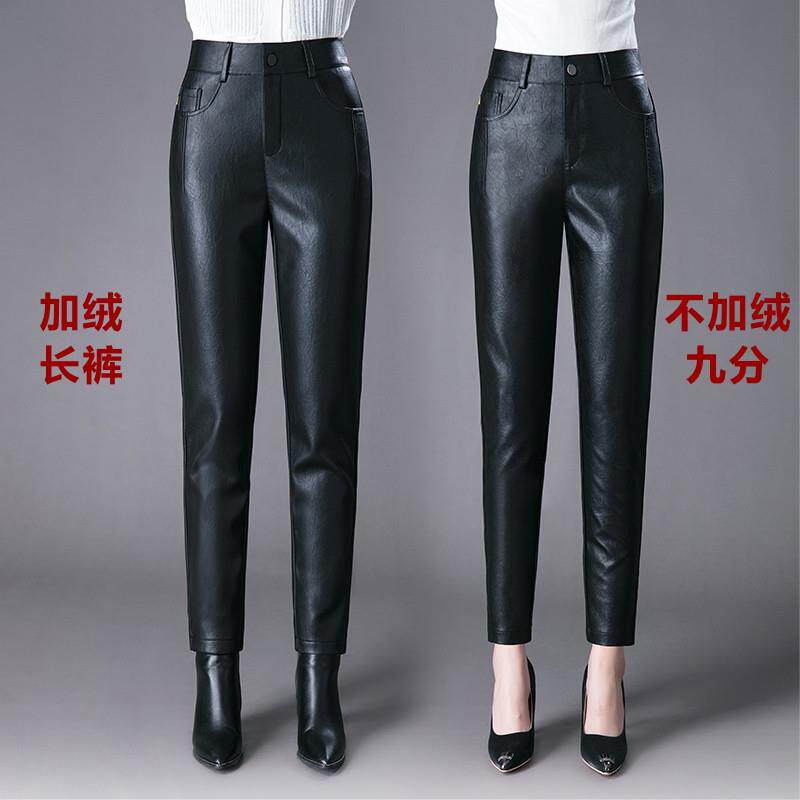 品牌真女士绒加厚皮裤加冬装皮新款腰绵羊皮高修身百搭小9955脚裤