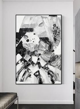 沧海代极简简抽象装QX202203饰画黑白灰肌理感壁画约客厅玄关现挂