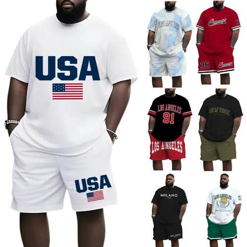 2-Piece Set Menswear Men's Regular Fit Round Neck Letter