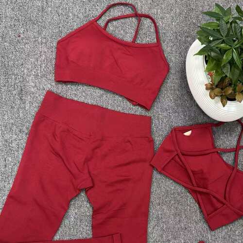 Yoga suit, fitness camisole, vest, pleated pants set, high