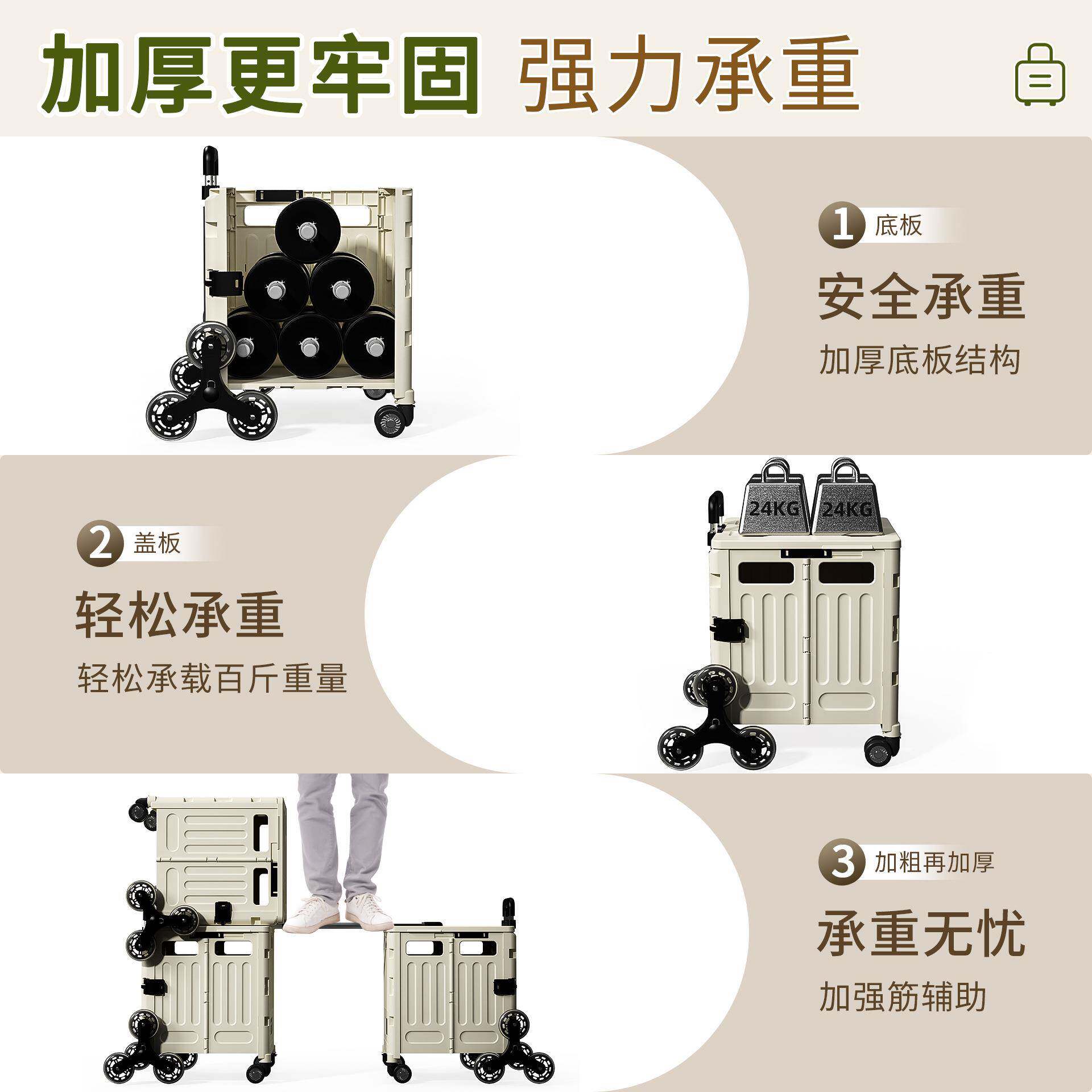 严选户摆摊露外营便携折叠收箱物爬楼多功SN8037-8纳能买菜购车野
