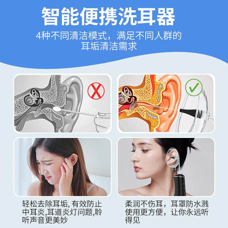 电动洗耳器洁耳器冲耳器耳朵耳垢清洁器充电洁耳套装便携式洗耳器