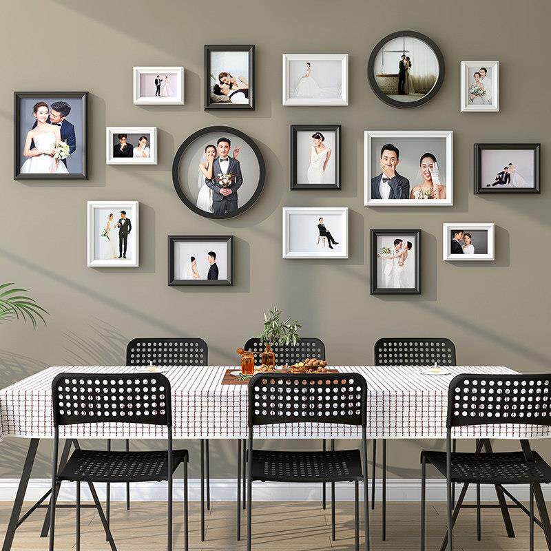 照片墙面装饰客厅沙发背景墙免打孔餐厅相册墙定制照片墙相框组合