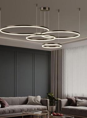 全意式极简客厅吊铜WPJ灯现代约简大气灯护眼卧室餐厅灯圆环形创