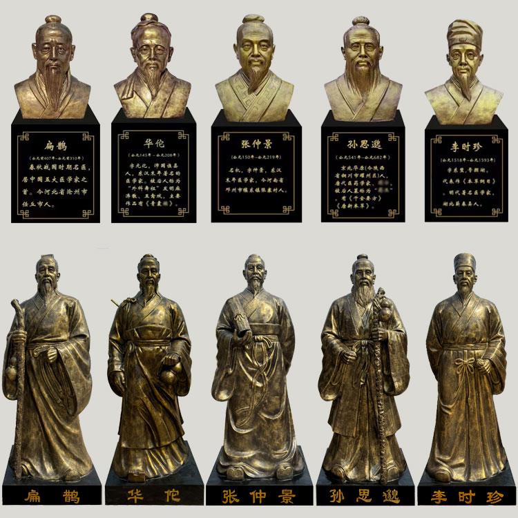 定制李时珍华佗雕塑玻璃钢扁鹊张仲景雕像人物铸铜孙思邈名医摆件