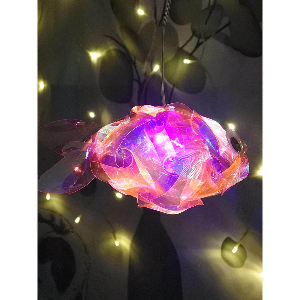 春节新年激光彩色夜光圆梯度彩虹便携式灯笼塑料儿童手工制作海滩