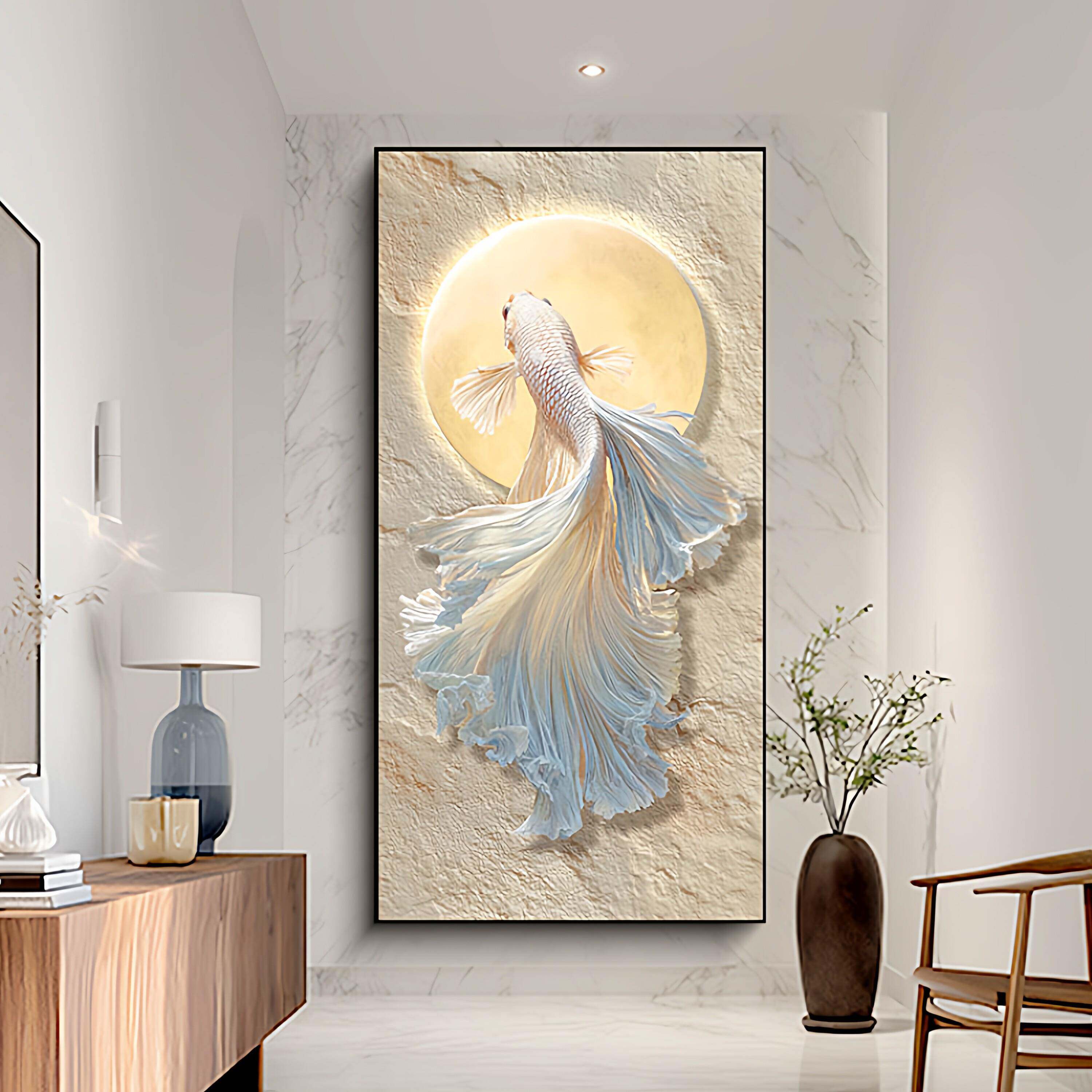 2026新款高级感入户玄关装饰画走廊过道好运锦鲤挂画高档背景墙挂