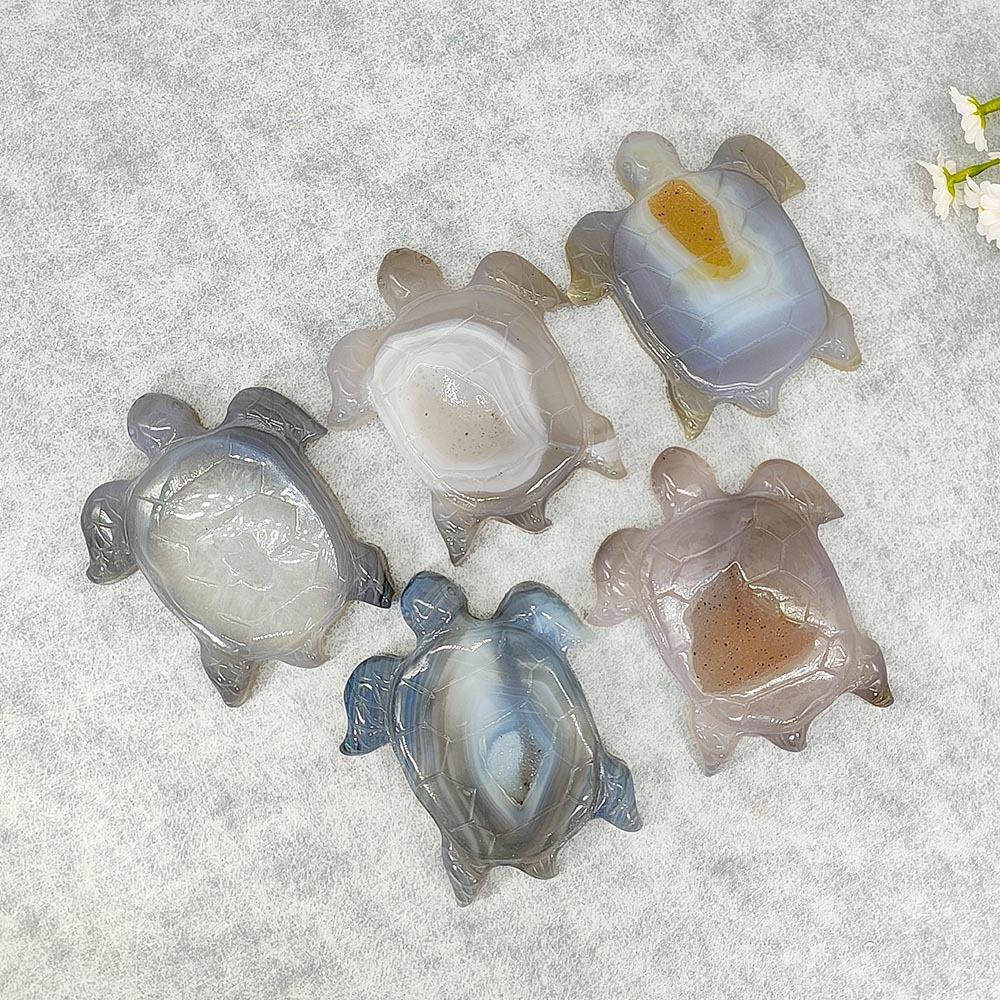 跨境天然水晶玛瑙晶洞海龟摆件缠丝玛瑙乌龟装饰品水晶摆件热销
