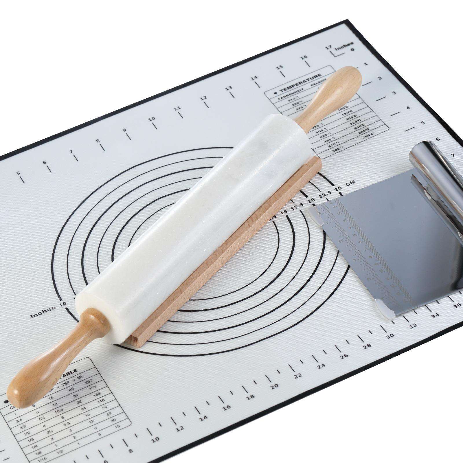 大理石擀面杖家用商用开酥走锤烘焙工具厨房用具带底座