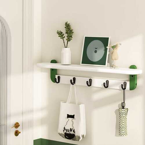 楠木现代简约客厅壁挂衣帽架墙上收纳挂架卧室墙上挂钩置物架搁板