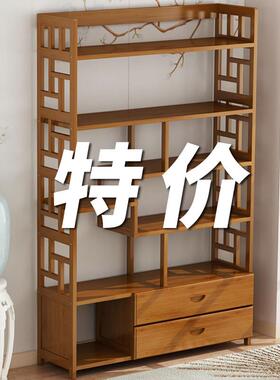 新中式多宝阁博古架茶叶展示展示柜客厅古董小摆件置物架隔断架子