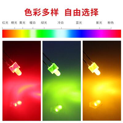好莱光f2/2MM奶嘴型带色短脚灯珠0.06w红发红直插式led发光二极管