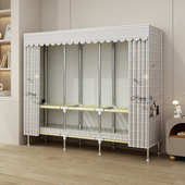 简易衣柜家用卧室组装 钢管钢架加固加粗加厚收纳出租房衣橱耐用