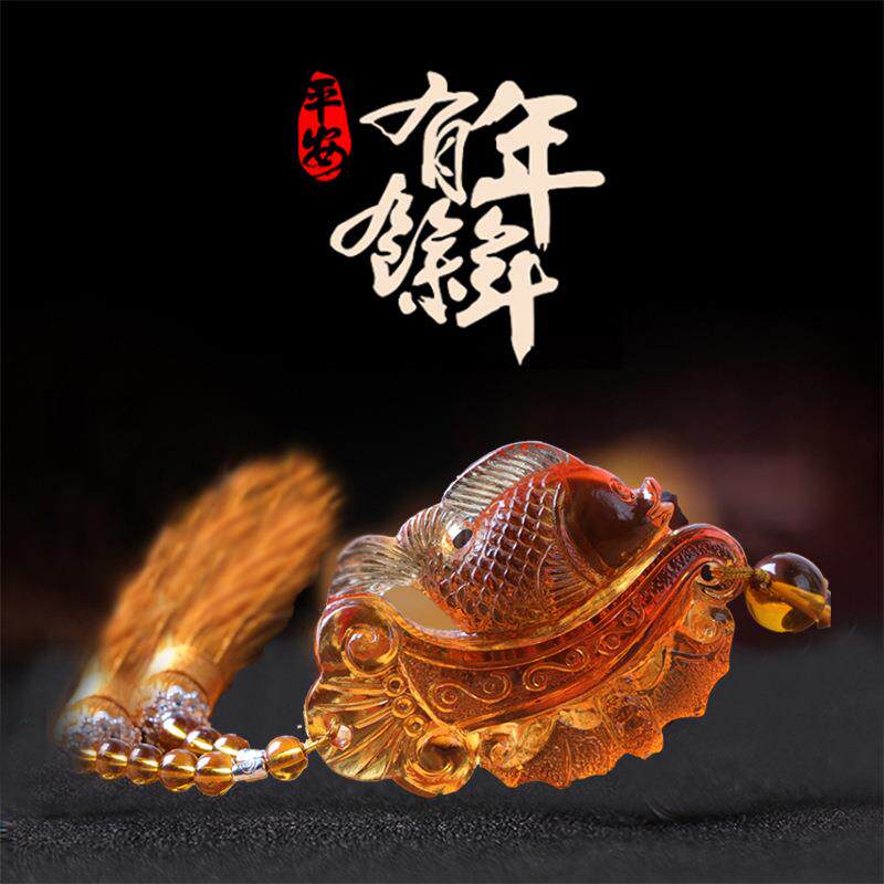 汽车挂件琉璃时来运转鱼双鱼后视镜吊坠车载挂饰后视镜饰品