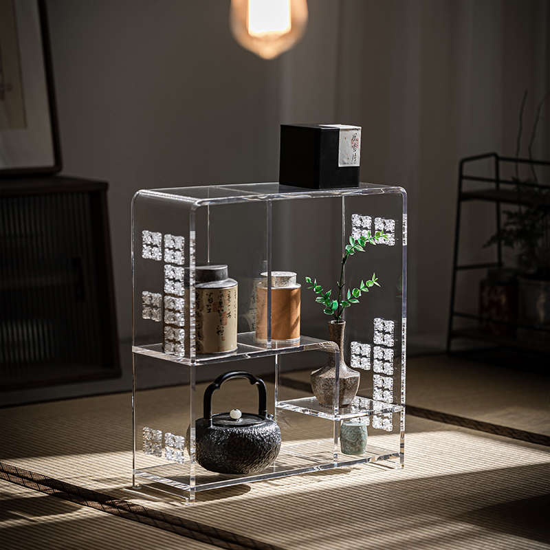 亚克力透明置物架家用茶道茶具镂空收藏收纳展示架博古架