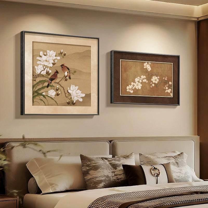 宋代美学卧室床头装饰画新中式酒店房间挂画中古风花鸟餐厅墙壁画