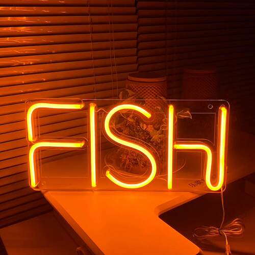 霓虹灯招牌发光字FISH英文字母装饰灯亚克力造型灯跨境供应商家