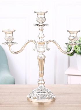 金属蜡烛台欧式复古婚礼家用餐厅五头金色郁金香烛台摆件烛台
