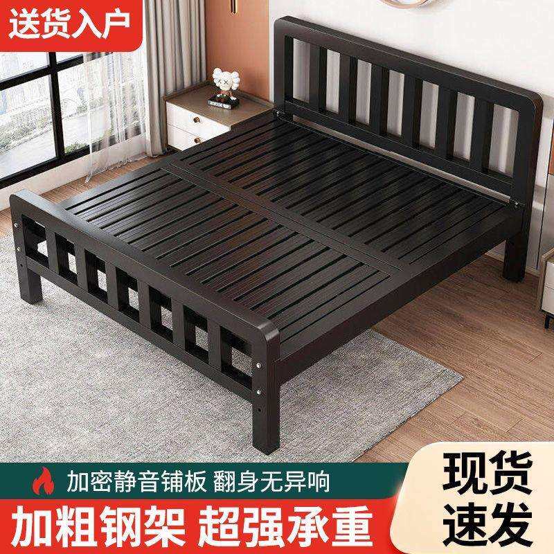 铁艺床家用卧室床加粗钢管单人床加厚龙骨出租屋床加固铁架密铺床