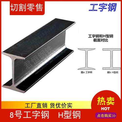 8号工字钢型材 可定尺切割低合金镀锌钢 Q355B材质结构钢梁