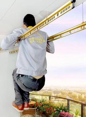 手摇升降晾晾衣衣架晒服被子晒杆简易凉衣架单晒杆双杆加厚灰色