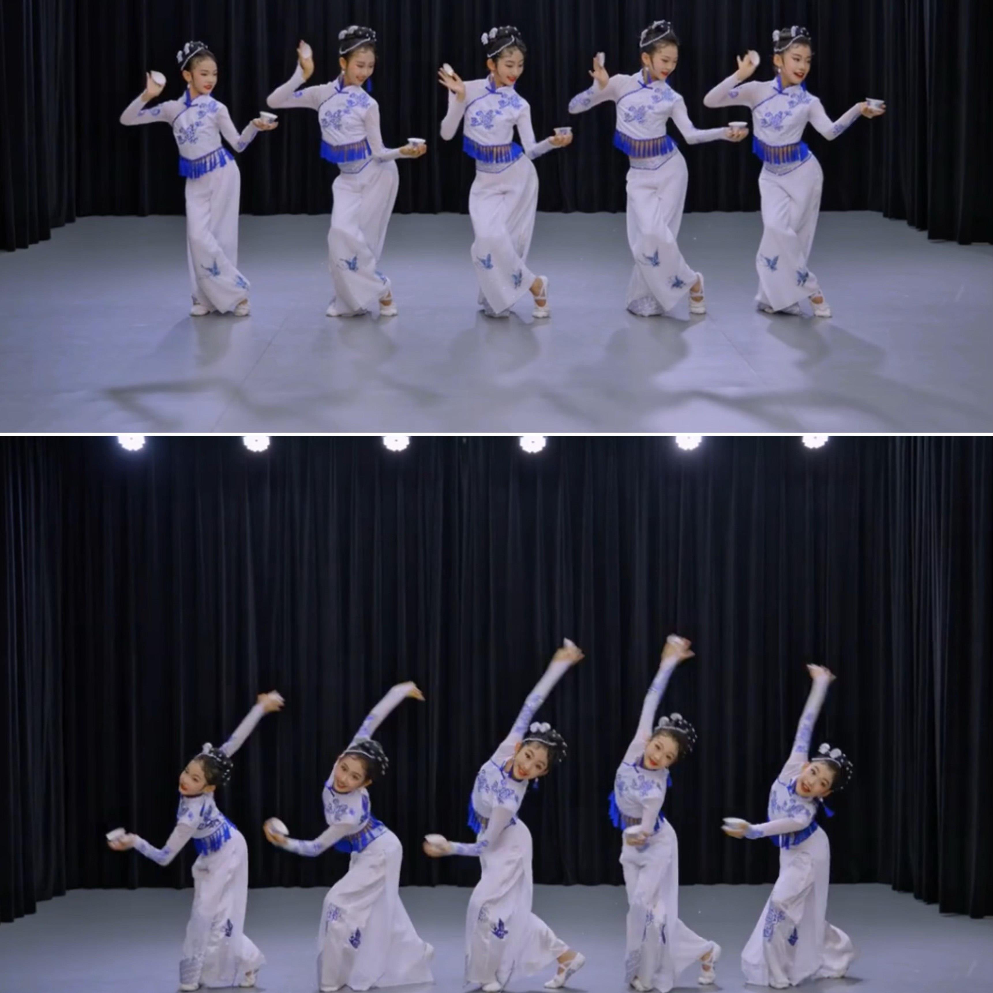 成都盖碗茶同款古典舞儿童演出服女中国风胶州秧歌女茶飘香舞蹈服