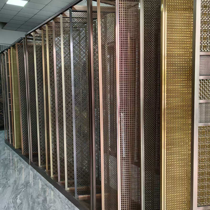 新中式不锈钢屏风隔断客厅玄关设计隔断圆形花格入户酒店屏风设计