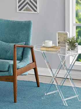 咖亚克力折叠Z-001桌便携式折叠茶几网透明啡桌简约床头收红纳置