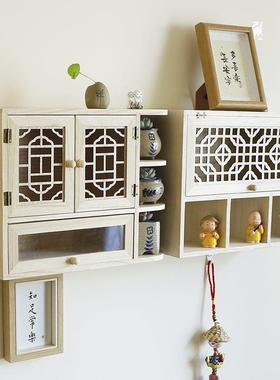 PIMZ柜*实木免打孔小柜吊墙壁挂柜墙式置物架卧室桌面收纳盒挂储