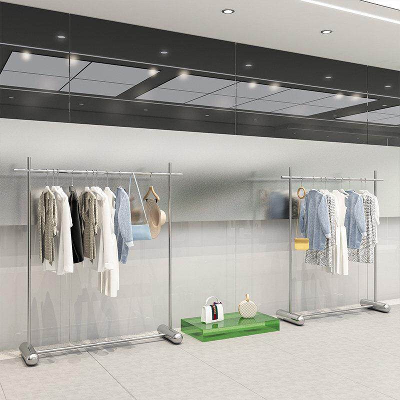 服装店展示架加粗不锈钢落地式挂衣架男女童装店中岛陈列道具货架