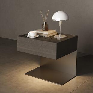 意式极简悬浮床头柜现代创意钢板腾空床边柜卧室多功能床头柜定制