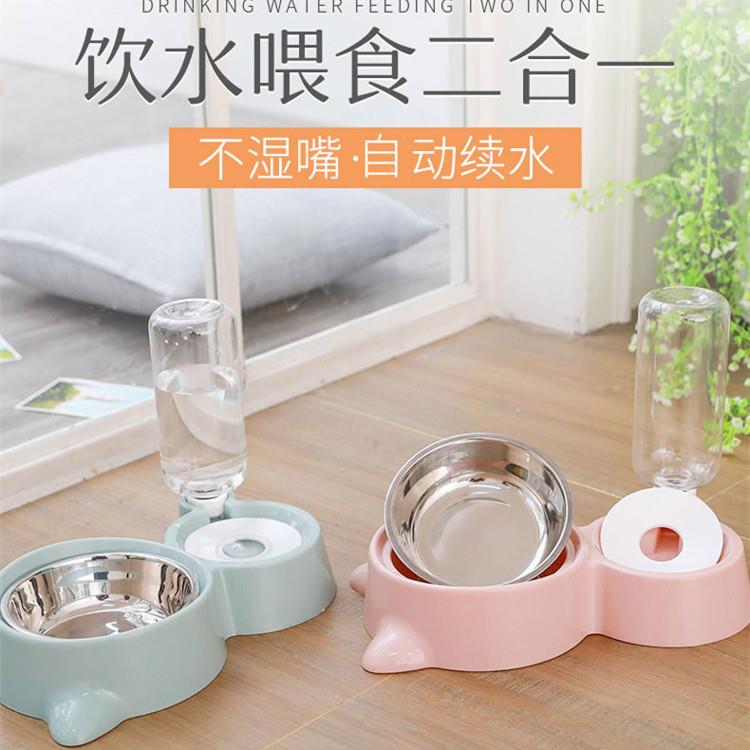 新款直销包邮猫碗双碗自动饮水碗狗食盆食碗不锈钢狗碗猫咪用品防
