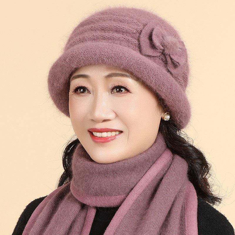 冬季妈妈帽子女老人奶奶兔毛盆帽老太太冬天中老年人保暖防风棉帽