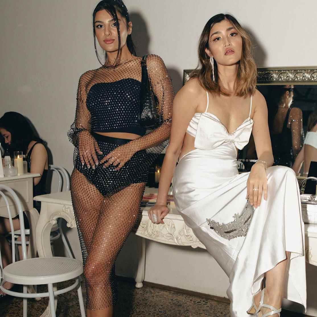 Hot diamond fishnet long-sleeved tops sexy tight mesh