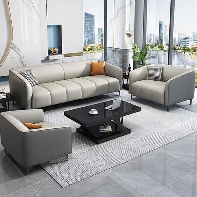 办公室沙发商务简约休息区休闲 会客接待会议洽谈单三人位茶几组