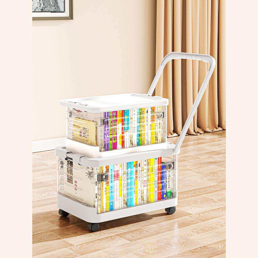 书本收纳箱学生用教室装书本整理收纳盒带轮子拉杆可折叠储物箱子
