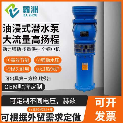 qy充油式油浸泵大流量潜水泵园林抽水泵农用灌溉高扬程喷泉泵