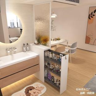 浴室边侧柜窄开放式 卫生间干区客厅型网柜红半墙隔断755柜现代简