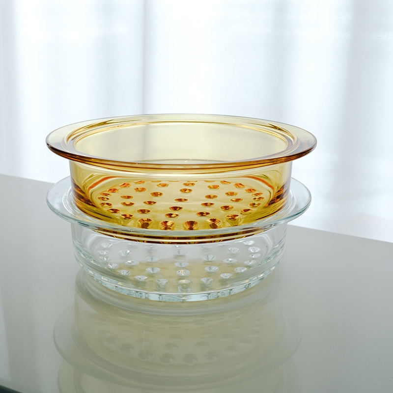 高硼硅透明耐热玻璃蒸格琥珀色蒸屉配康宁晶彩透明锅20cm、24cm