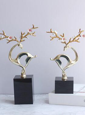 鹿摆件家用桌面梅花鹿玄关酒柜装饰品别墅创意客厅珐琅彩摆设