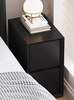 超窄床头柜2024新款高级感迷你夹缝实木床边柜子简约现代黑色小型