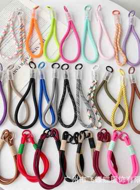 手机挂绳新款diy编织手腕绳塑料拼头防丢防摔手机壳ccd相机挂件