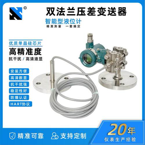 双法兰压差式液位变送器防爆型DN80法兰液位计高精度液位传感器