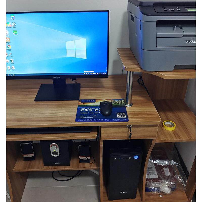 电脑台式桌可放打电印930机一体桌家用桌办公脑桌加厚板材书时现